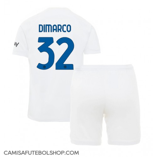 Camisa de time de futebol Inter Milan Federico Dimarco #32 Replicas 2º Equipamento Infantil 2023-24 Manga Curta (+ Calças curtas)